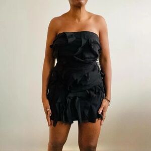 Zara black strapless dress with wavy detail